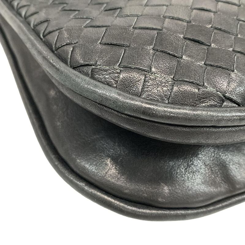Bottega Veneta Shoulder Bag Intrecciato 199751 Black Leather