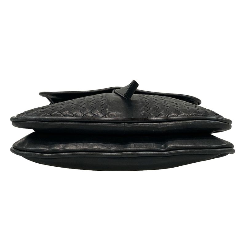 Bottega Veneta Shoulder Bag Intrecciato 199751 Black Leather