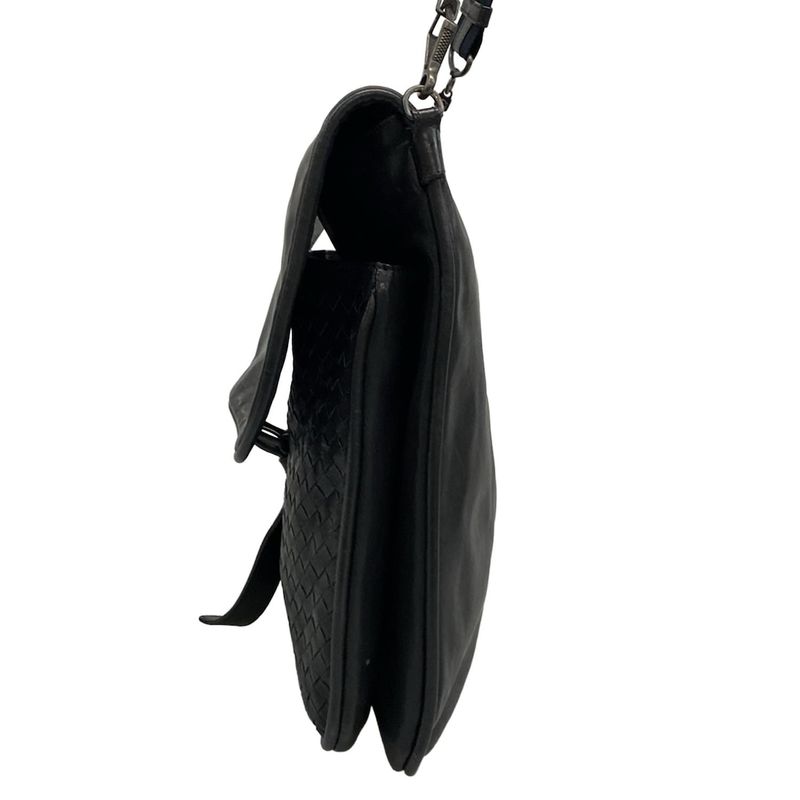 Bottega Veneta Shoulder Bag Intrecciato 199751 Black Leather