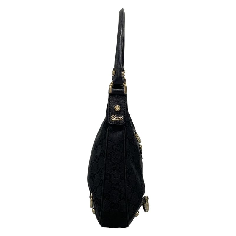 Gucci Shoulder Bag Abby GG Pattern 130738 Black Leather