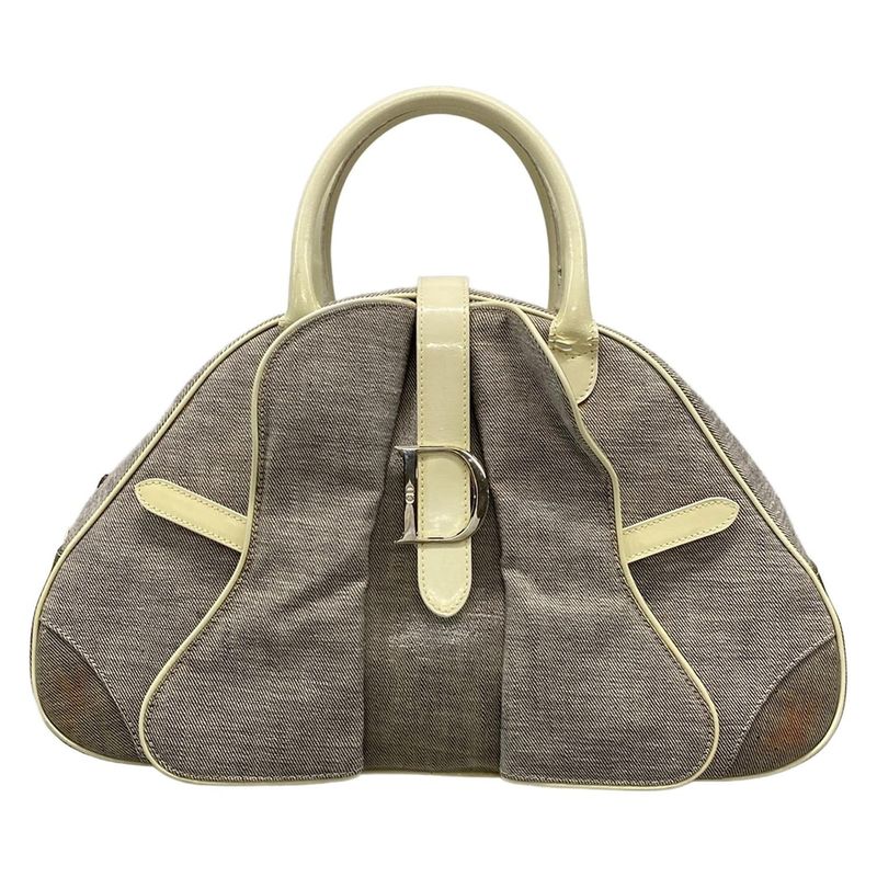 Dior Christian Dior Handbag Double Saddle Bag Gray and Ivory Leather
