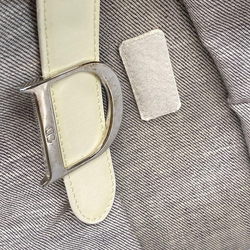Dior Christian Dior Handbag Double Saddle Bag Gray and Ivory Leather