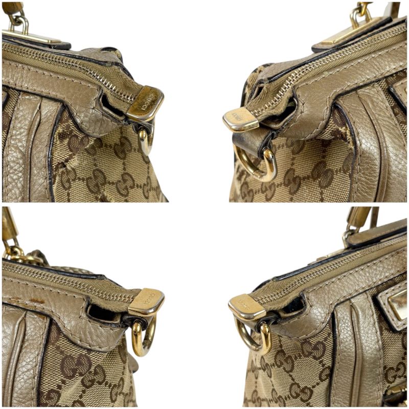 Gucci 2way Shoulder Bag with Tassel Charm Bella Bamboo Mini Tote Handbag Brown