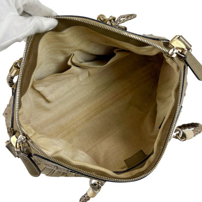 Gucci 2way Shoulder Bag with Tassel Charm Bella Bamboo Mini Tote Handbag Brown