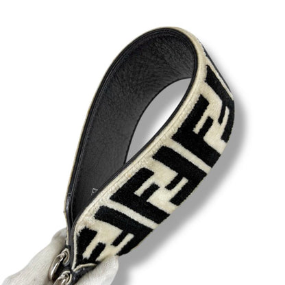 Fendi Strap You Mini Zucca Pattern Black White Velour Leather Shoulder Strap