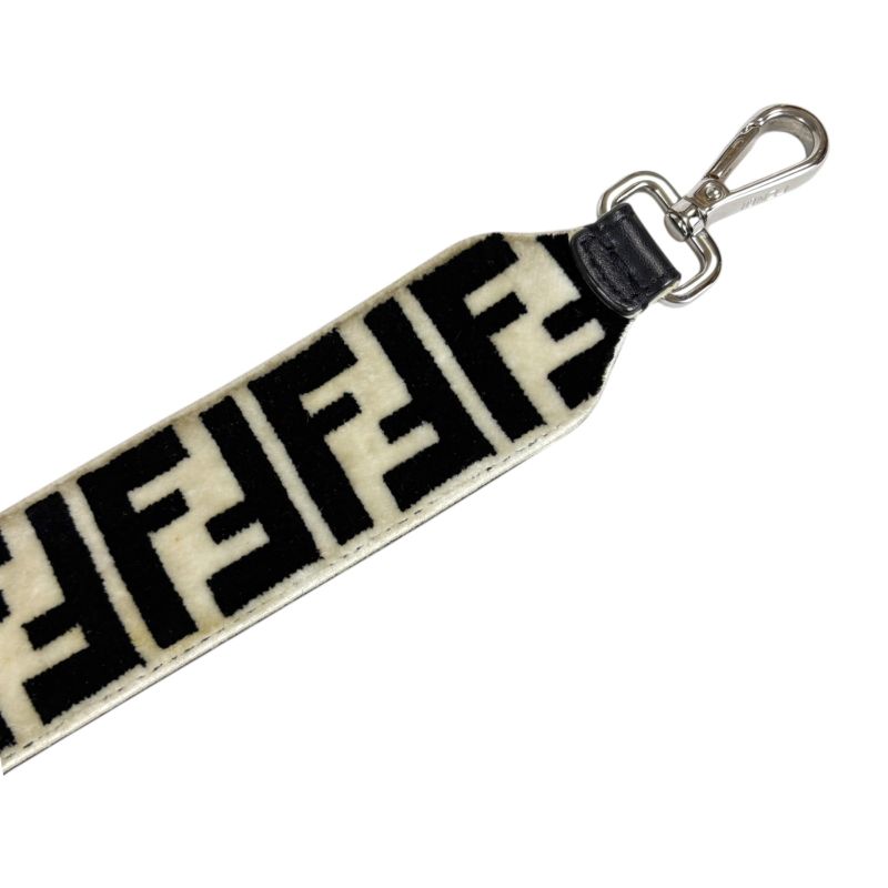 Fendi Strap You Mini Zucca Pattern Black White Velour Leather Shoulder Strap