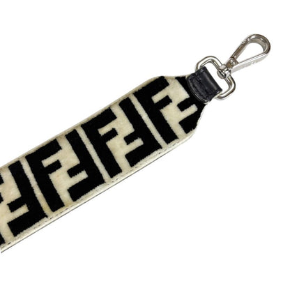 Fendi Strap You Mini Zucca Pattern Black White Velour Leather Shoulder Strap