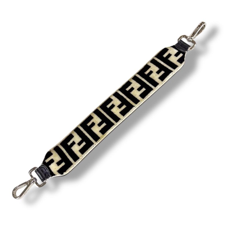 Fendi Strap You Mini Zucca Pattern Black White Velour Leather Shoulder Strap