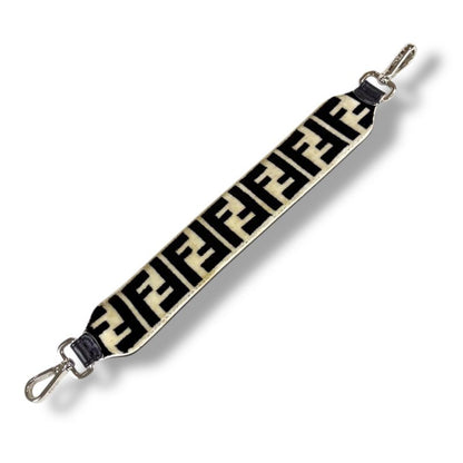 Fendi Strap You Mini Zucca Pattern Black White Velour Leather Shoulder Strap