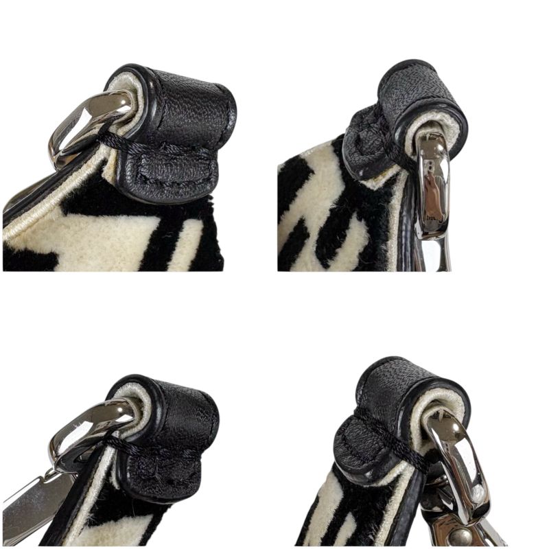 Fendi Strap You Mini Zucca Pattern Black White Velour Leather Shoulder Strap