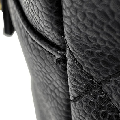 Chanel Coco Mark Chain Handbag Matelasse Tote Bag Caviar Skin Black Women