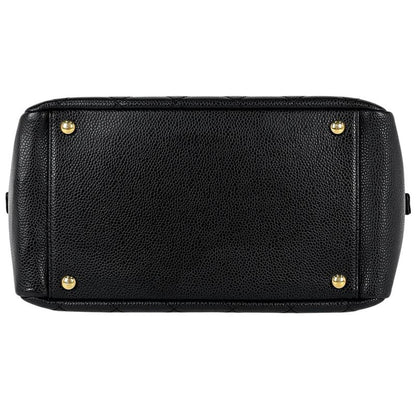 Chanel Coco Mark Chain Handbag Matelasse Tote Bag Caviar Skin Black Women