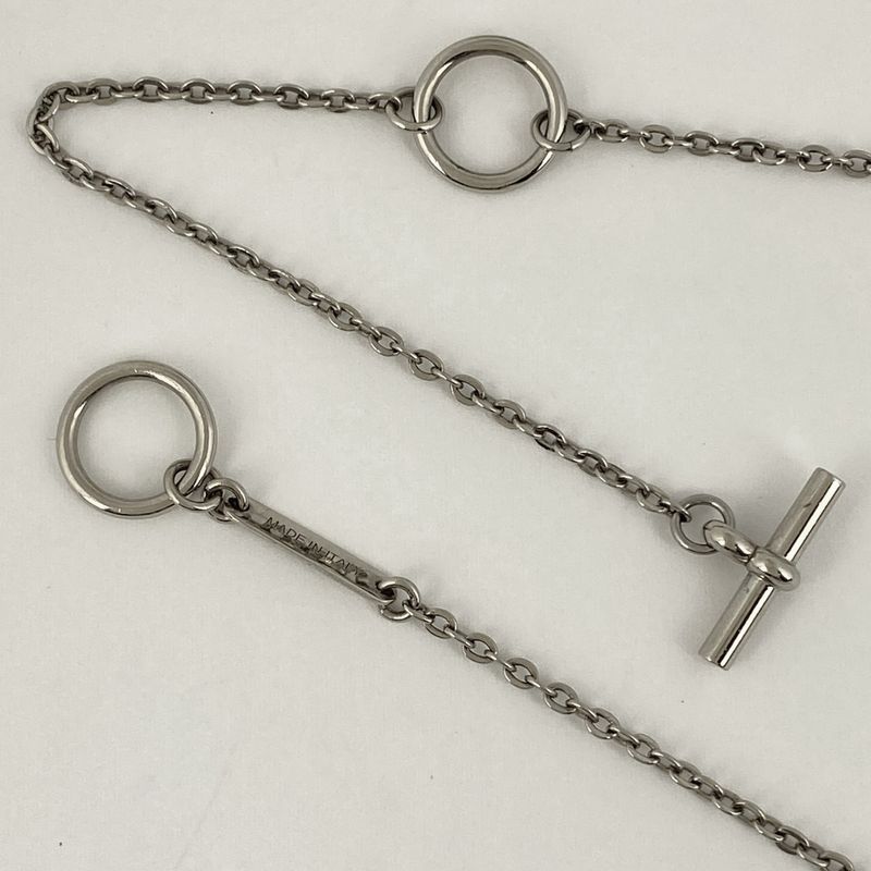 Hermes Cordage Rope Necklace Logo Round Shape Necklace Metal Silver Ladies