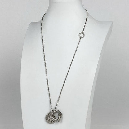 Hermes Cordage Rope Necklace Logo Round Shape Necklace Metal Silver Ladies