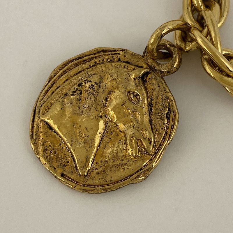 Chanel Coco Mark Chain Necklace Coin Necklace GP Gold Ladies