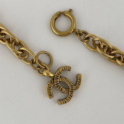 Chanel Coco Mark Chain Necklace Coin Necklace GP Gold Ladies