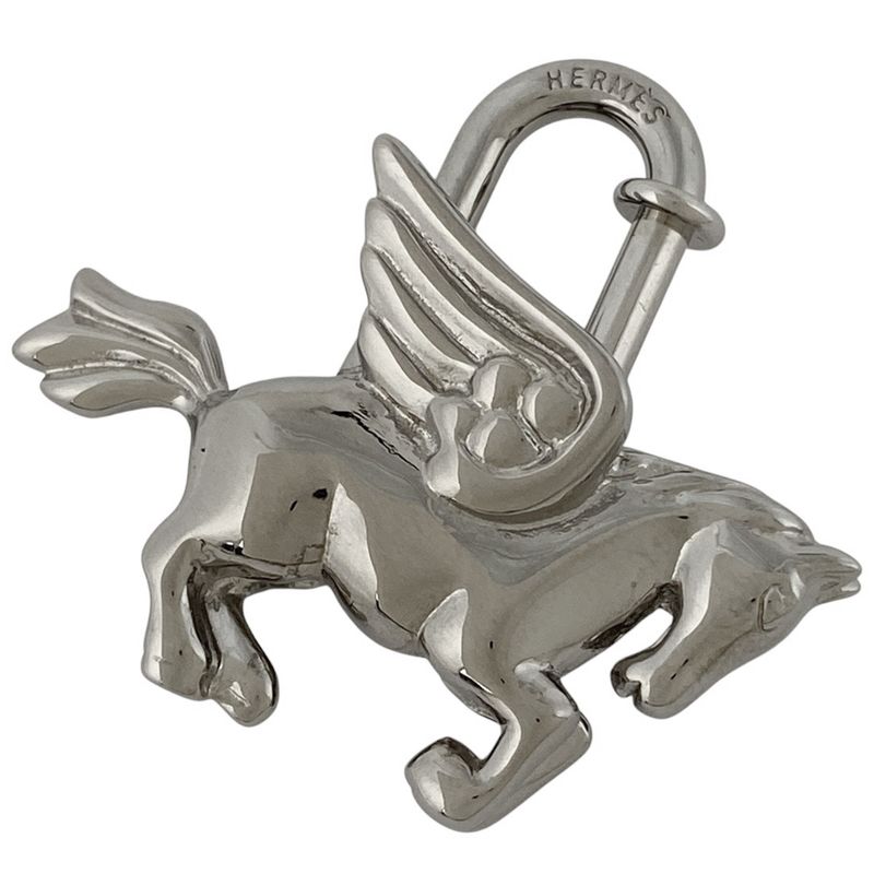 Hermes Pegasus Bag Charm Cadenna Pendant Top Bag Charm Metal Silver Ladies