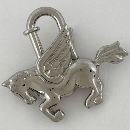 Hermes Pegasus Bag Charm Cadenna Pendant Top Bag Charm Metal Silver Ladies