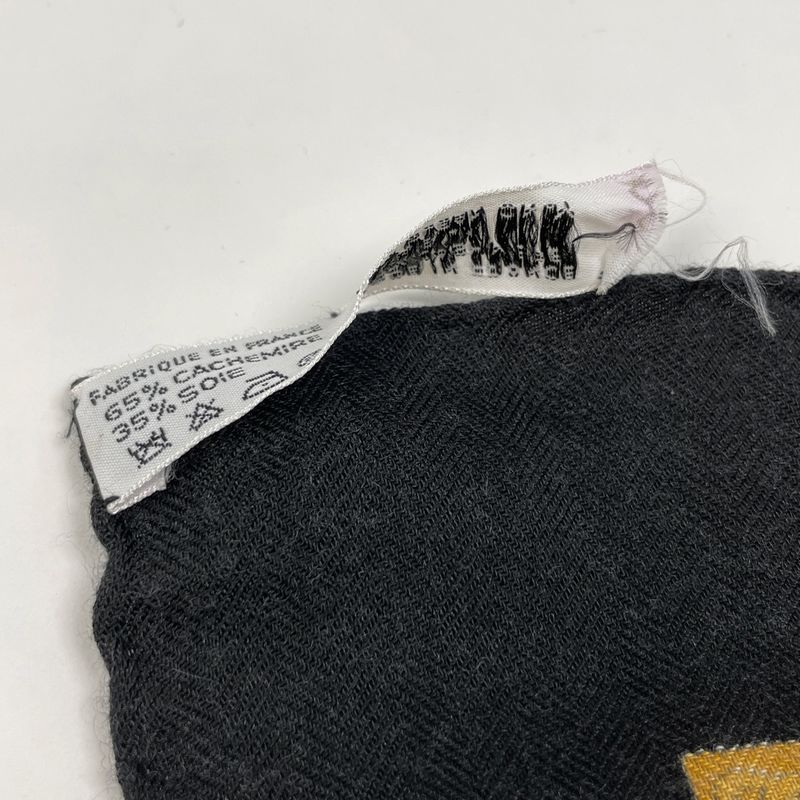 Hermes Carré 90 Les Legendes de L'arbre Wooden Legend Scarf Cashmere Silk Black