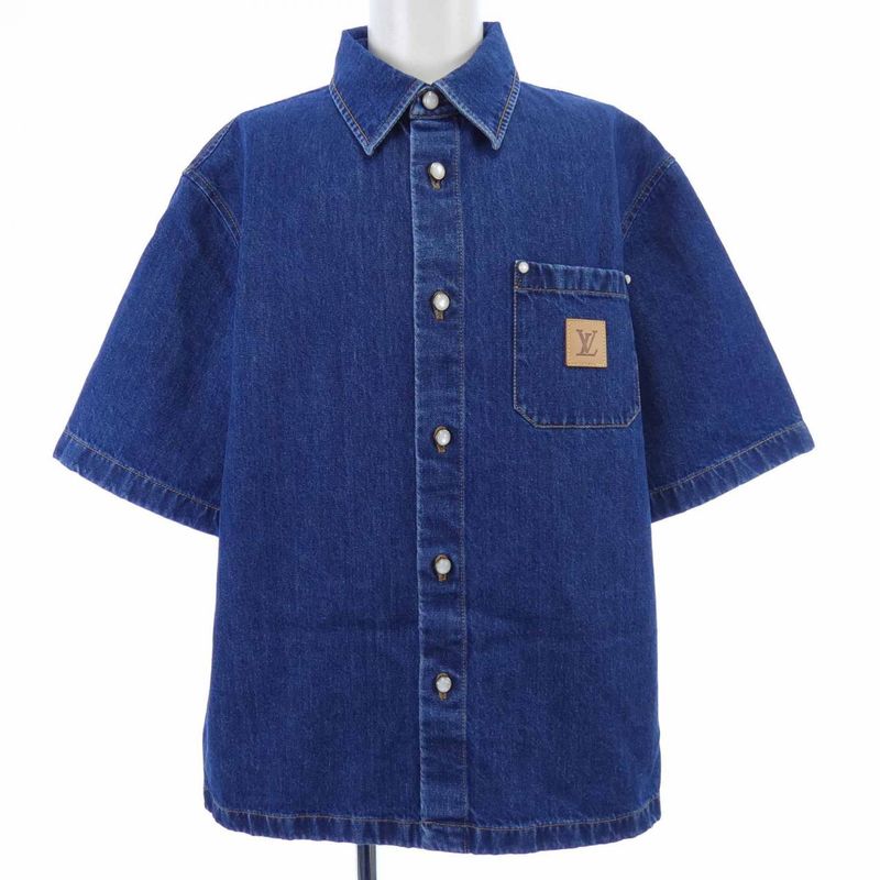 Louis Vuitton Signature Denim Short Sleeve Shirt Hss95wjee S/S Shirt