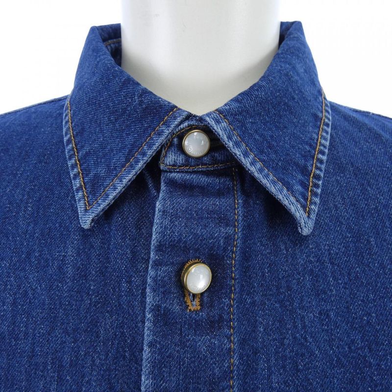 Louis Vuitton Signature Denim Short Sleeve Shirt Hss95wjee S/S Shirt