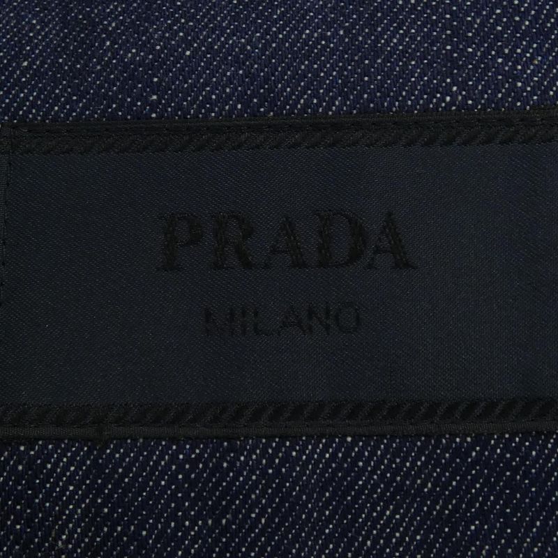 Prada Triangle Logo Selvedge Denim Shirt Gec068 S212 15C7 S/S Shirt