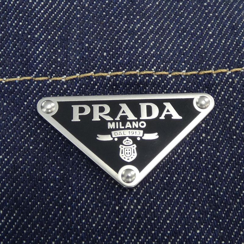 Prada Triangle Logo Selvedge Denim Shirt Gec068 S212 15C7 S/S Shirt