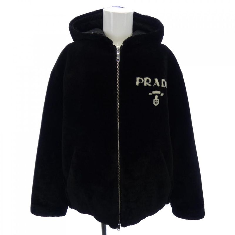 Prada Triangle Logo Upw404 1Y7Q Mouton Jacket