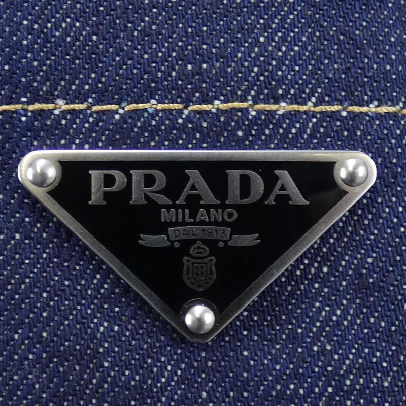 Prada Triangle Logo Selvedge Denim Shirt Gec068 S212 15C7 S/S Shirt