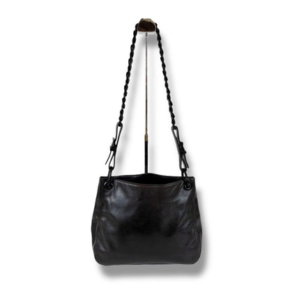 Prada Chain Shoulder Bag Black Leather Hobo Soho Plastic Chain