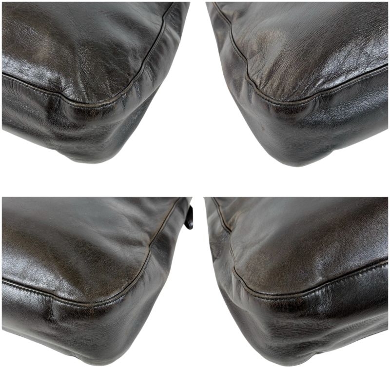 Prada Chain Shoulder Bag Black Leather Hobo Soho Plastic Chain