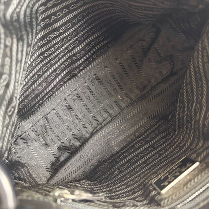 Prada Chain Shoulder Bag Black Leather Hobo Soho Plastic Chain