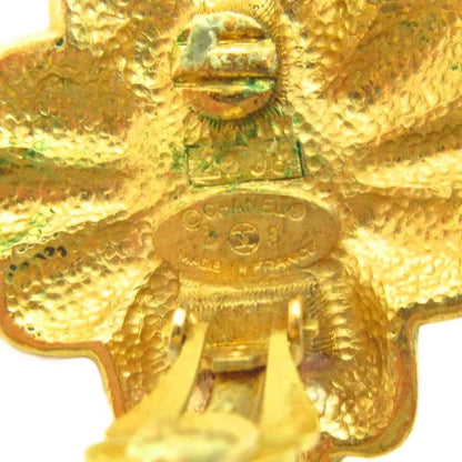 Chanel Vintage Coco Mark Square Coco Mark Logo Earrings Gold Plated Faux Pearl