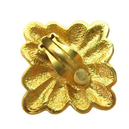 Chanel Vintage Coco Mark Square Coco Mark Logo Earrings Gold Plated Faux Pearl