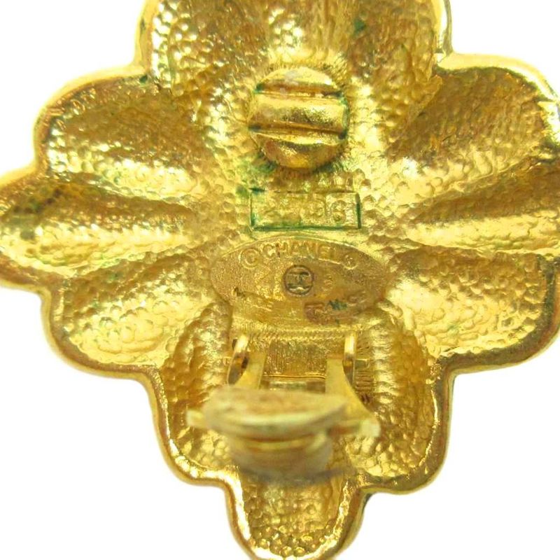 Chanel Vintage Coco Mark Square Coco Mark Logo Earrings Gold Plated Faux Pearl