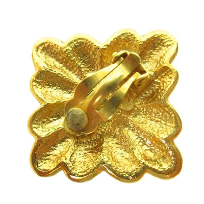 Chanel Vintage Coco Mark Square Coco Mark Logo Earrings Gold Plated Faux Pearl