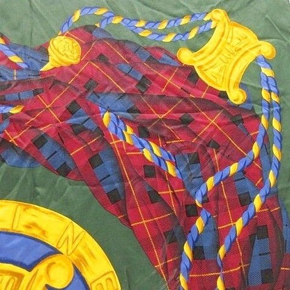 Celine Triomphe Design Large Scarf Silk Shawl Green Aa