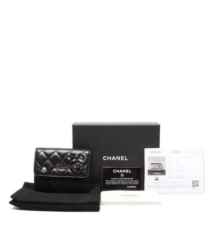 Chanel Compact Wallet Coin Case Card Case Camellia 27th Gold Hardware Ladies