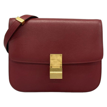 Celine Shoulder Bag Classic Box Medium Red Leather