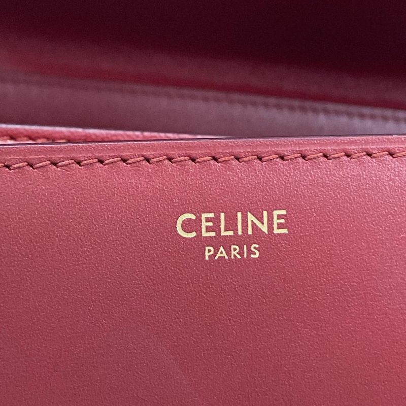 Celine Shoulder Bag Classic Box Medium Red Leather