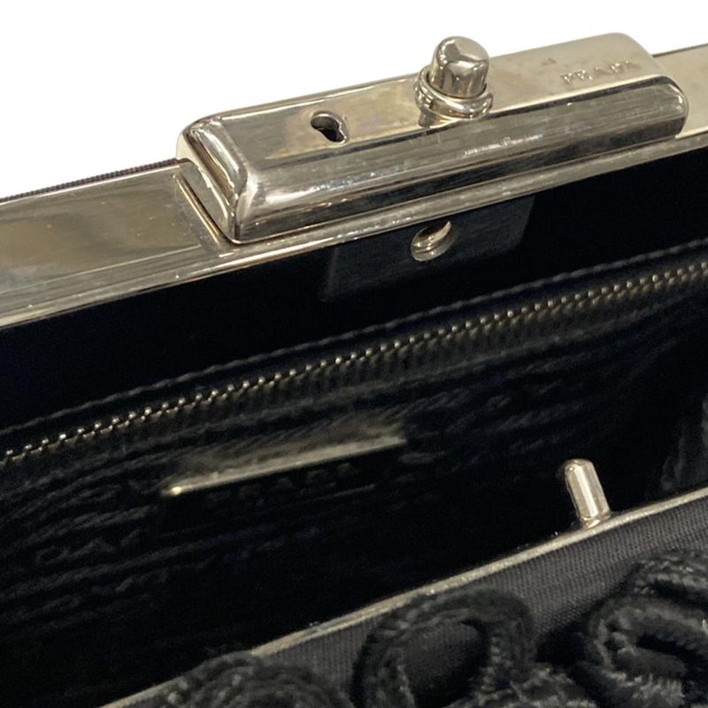 Prada Handbag - Bn1099 Black and Red Flower Pattern Leather