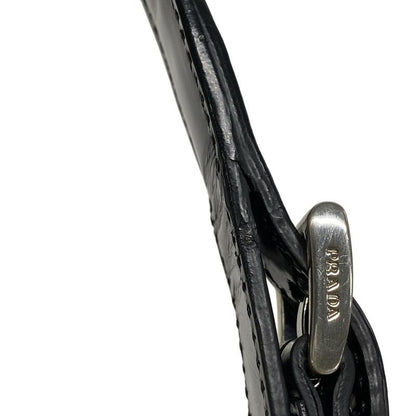 Prada Handbag - Bn1099 Black and Red Flower Pattern Leather