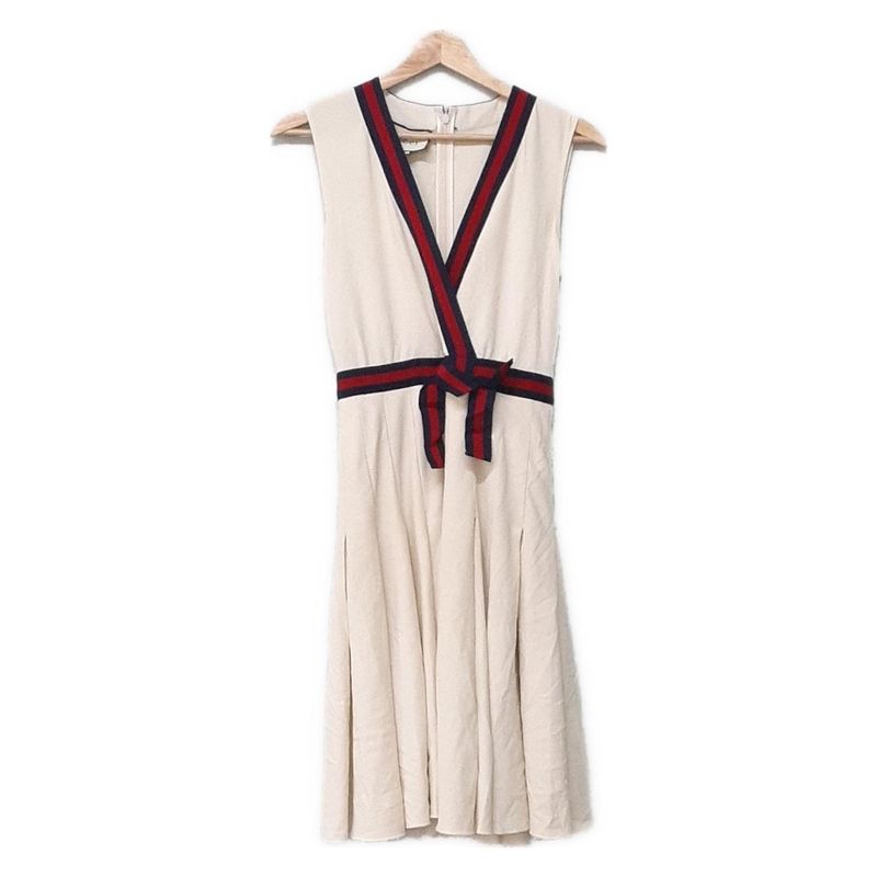 Gucci Dress Women's Excellent Condition Sherry 501485 Ivory X Navy X Red S