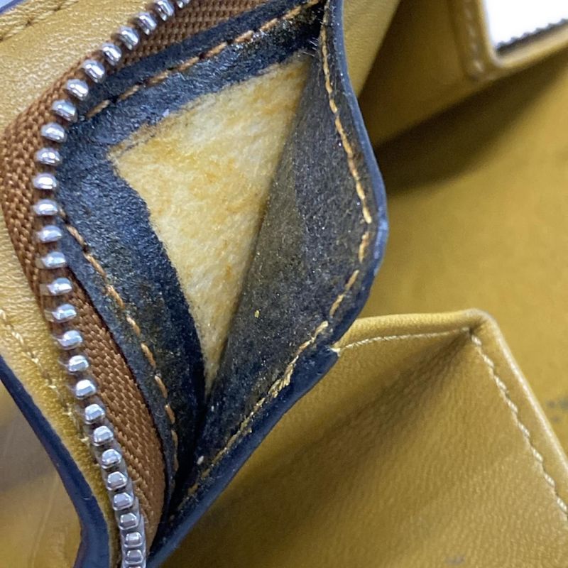 Loewe Bifold Wallet Compact Zip Brown Round Zipper Anagram Leather