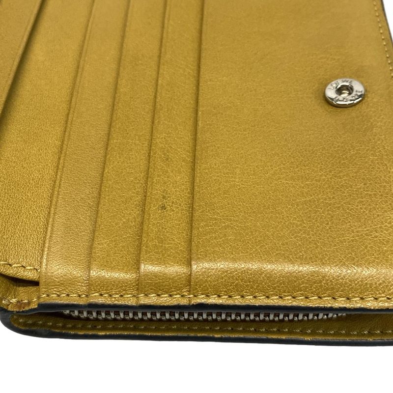 Loewe Bifold Wallet Compact Zip Brown Round Zipper Anagram Leather