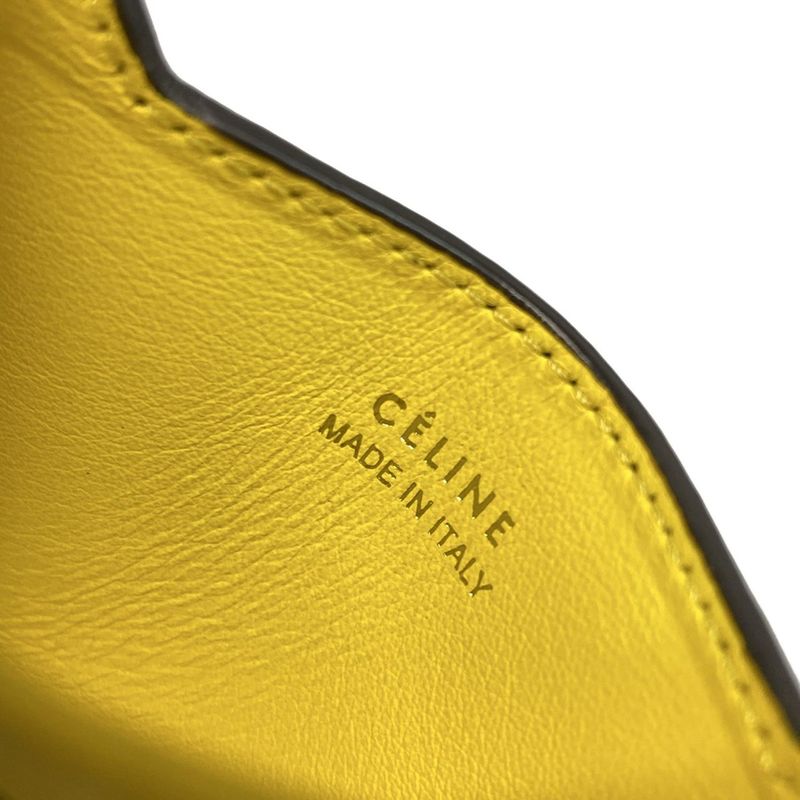 Celine Card Case 107813afe.38no Black and Yellow Bicolor Leather