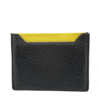 Celine Card Case 107813afe.38no Black and Yellow Bicolor Leather