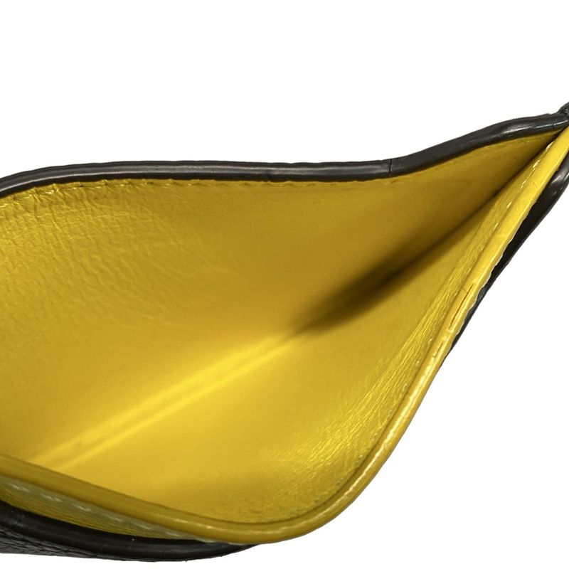 Celine Card Case 107813afe.38no Black and Yellow Bicolor Leather