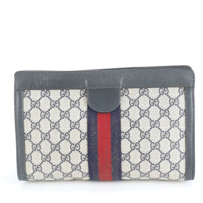 Old Gucci GG Supreme Sherry Line 89 01 002 Leather Second Bag Clutch Ladies RRE