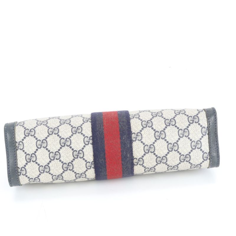 Old Gucci GG Supreme Sherry Line 89 01 002 Leather Second Bag Clutch Ladies RRE